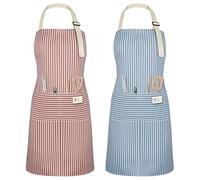 Vicloon Unisex Adjustable Bib Apron, 2 Pcs Apron with 2 Pockets Cooking Kitchen Chef Aprons, Home Kitchen Chef Aprones for Cooking, Women Men Aprons for Home Kitchen, Restaurant, Coffee house