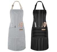 Vicloon Unisex Adjustable Bib Apron, 2 Pcs Apron with 2 Pockets Cooking Kitchen Chef Aprons, Home Kitchen Chef Aprones for Cooking, Women Men Aprons for Home Kitchen, Restaurant, Coffee house