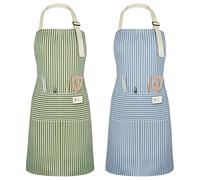 Vicloon Unisex Adjustable Bib Apron, 2 Pcs Apron with 2 Pockets Cooking Kitchen Chef Aprons, Home Kitchen Chef Aprones for Cooking, Women Men Aprons for Home Kitchen, Restaurant, Coffee house