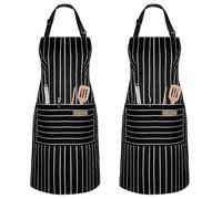 Vicloon Unisex Adjustable Bib Apron, 2 Pcs Apron with 2 Pockets Cooking Kitchen Chef Aprons, Home Kitchen Chef Aprones for Cooking, Women Men Aprons for Home Kitchen, Restaurant, Coffee house