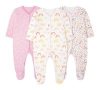Vicloon Unisex Newborn Baby Growone-Piece, 3Pcs Snap Buttons Baby Sleepsuits, 100% Cotton Rompers Long Sleeve Boys Girls, Soft & Airy, Footless Babies Grows Sleepsuits for 0-3M/3-6M/6-9M/9-12M