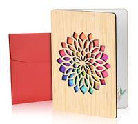 Vicloon Wooden Greeting Cards, Bamboo Cards, Encouragement Card, Wooden Birthday Card, Valentine's Wedding Anniversary Wood Gifts for Wife, Husband, Girlfriend, Boyfriend, Him or Her (Sunflowers)