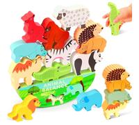 Vicloon Wooden Stacking Toys, Toddler Building Blocks Animal Stacking Set, Learning Fine Motor Skills, Kids Gifts for 3-5 Year Old Boys Girls