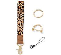 Vicloon Wrist Lanyard Key Chain, Lanyard Wristlet Strap, Wristlet Strap Keychain Holder with Metal Key Rings, Horseshoe Buckle and Small Lanyard for ID Badge Holder Keys Phone (Leopard Print)