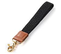 Vicloon Wrist Lanyard, Wrist Lanyard Key Chain, Keychain Lanyard Wristlet Strap with Swivel Lobster Clasp Leather Wristband Key Chain for Car Keys ID Badges Card (Black)