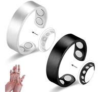 Vicmag 2PCS Copper Magnetic Rings for Women & Men with Strong Magnets 99.99% Solid Pure Copper Adjustable(Silver & Black)
