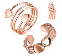 Vicmag 2PCS Copper Magnetic Rings for Women Men with Strong Magnets 99.99% Solid Pure Copper Adjustable Thumb Ring with Gift Box(Copper Love)