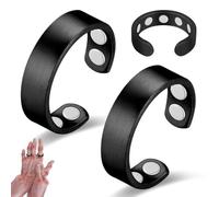 Vicmag 2PCS Copper Magnetic Rings for Women & Men with Strong Magnets 99.99% Solid Pure Copper Adjustable(Matte Black)