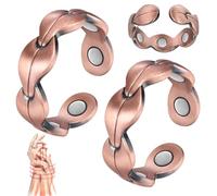 Vicmag 2PCS Copper Magnetic Rings for Women Men with Strong Magnets 99.99% Solid Pure Copper Adjustable Thumb Ring with Gift Box(Copper Leaves)
