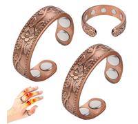 Vicmag 2PCS Copper Magnetic Rings for Women Men with Strong Magnets 99.99% Solid Pure Copper Adjustable Thumb Ring with Gift Box(Copper Plum)