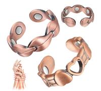 Vicmag 2PCS Copper Magnetic Rings for Women Men with Strong Magnets 99.99% Solid Pure Copper Adjustable Thumb Ring with Gift Box(Copper Love & Leaf)