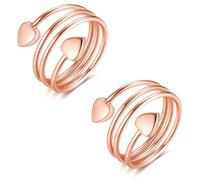 Vicmag 2PCS Copper Magnetic Rings for Women with 2 Strong Ultra Strength Magnets 99.99% Solid Pure Copper Adjustable with Gift Box (Love Heart) (Rose Gold)