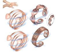 Vicmag 4PCS Copper Magnetic Rings for Women with Strong Ultra Strength Magnets 99.99% Solid Pure Copper Adjustable with Gift Box