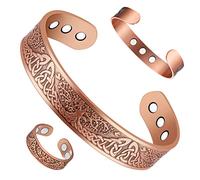 Vicmag Copper Bracelet for Men Ultra Strength Magnetic 99.99% Solid Pure Copper Cuff Bangles Adjustable Size with Gift Box (Copper)