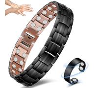 Vicmag Copper Bracelet for Men Ultra Strength Magnetic Double Row 99.99% Pure Copper Adjustment Tool & Gift Box (Black)