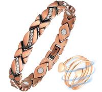 Vicmag Copper Magnetic for Women Ladies Ultra Strength Magnets Bracelet with 3500 Gauss Effective for Women with Gift Box & Removal Tool(Crystal Design)(Copper)