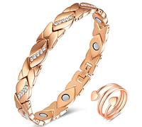 Vicmag Magnetic Bracelets for Women, Titanium Steel Brazaletes Ultra Strength Magnetic, Gift Box with Removal Tool (Crystal Design for Ladies) (Rose Gold)