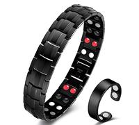 Vicmag Mens Magnetic Bracelet 3800 Gauss Ultra Strength Ring Titanium Steel