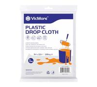 VicMore Clear Plastic Drop Cloth - Water & Dustproof, Odorless Plastic Sheet for Painting, Renovations, DIY Projects - Durable Paint Tarp with 1mil Thickness - Floor Covering & Dust Cover - 9 x 12’