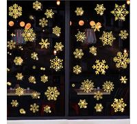 Vicor Christmas Window Stickers,4 Sheets Reusable Xmas Window Stickers,Gold Snowflakes for Christmas Window Decoration