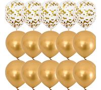 Vicor Metallic Gold Latex Balloons - 15 Pieces, 12 inch Confetti Balloons for Birthday, Mother's Day, Wedding, Baby Shower Party Decoration