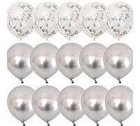 Vicor Silver Balloon,15 Pieces Metallic Silver Latex Balloons,12 inch Silver Confetti Balloons for Birthday Mother's Day Wedding Baby Shower Party Decoration