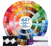 VICOVI 447 Skeins Embroidery Floss 30 Skeins White & Black Embroidery Thread for Friendship Bracelets Arts DIY Crafts with 20 PCS Floss Bobbins