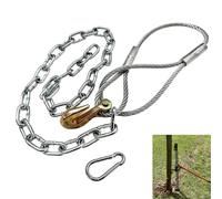 VICOVITER Fence Post Puller with 5/16" Cable & 40" Chain - Upgraded Removal Tool Works with Jack or Lever to Effortlessly Extract 4x4, Broken, and Rotten Wood Posts for Fence Repair and Replacement