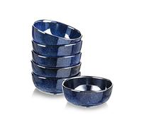 vicrays Ceramic Cereal Bowls - 26 Ounce Porcelain Soup Salad Rice Dessert Cream Set - Chip Resistant Dishwasher Microwave Safe - Set of 6 (Blue)