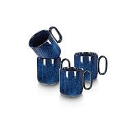 vicrays Ceramic Coffee Mugs Set of 4 Glazed Coffee Mugs with Handle for Coffee, Latte, Tea, Milk, Cocoa, for Men and Women, Blue