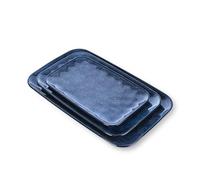 vicrays Ceramic Rectangle Serving Platters - 14" 12" 10" Porcelain Serving Trays Plates for Party BBQ Appetizers Sushi Dessert - Microwave Oven and Dishwasher Safe - Set of 3 Blue