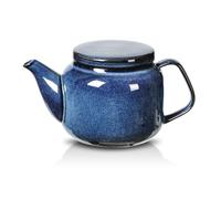 Vicrays Ceramic Teapot with Infuser - 32 oz Porcelain Tea Pot with Removable Stainless Steel Tea Straingers and Lid for Loose Tea, Reactive Glaze, Microwave & Dishwasher Safe (Blue)