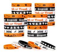 VICROIC 30 PCS Halloween Silicone Bracelet, Trick or Treat Rubber Wristbands for Gifts, Halloween Party Favors, Goodie Bag Filler, Party Prizes Supply