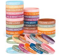 VICROIC 30 PCS Motivational Silicone Bracelet, Inspirational Rubber Wristband, Inspiring Silicone Wristbands for Office Classroom Rewards Party Favors Supplies