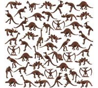 VICROIC 60 PCS Dinosaur Fossil Skeletons, Assorted Dinosaur Skeleton Figures for Science Dino Sand Dig Party Favor Decorations(Brown)