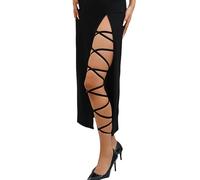 VicSec Leg Wraps Rave Garter Women Sexy Leg Chain Belt Adjustable Tie Ribbon Straps Elastic Cross Thigh Highs Bondagewear Stockings for Cosplay Party Dance Halloween Festival (Black)