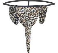 VicSec Men's Thongs Reindeer Elk Underwear G-string Mankini Thong Novelty Christmas Costume Underwear Gift for Him (Leopard, One Size)
