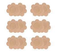 VicSec Nipple Covers for Women Reusable 6 Pairs Satin Breast Petal Pasties Stickers, Invisible Nipple Waterproof Fabric Self Adhesive Beige