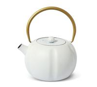 VICSKY Small Pumpkin Cast Iron Teapot (White), Japanese Cast Iron Tea Kettle Stovetop Safe with Stainless Steel Infuser,Small Iron Teapot for Loose Tea, 1-2 People (27oz/800ml)