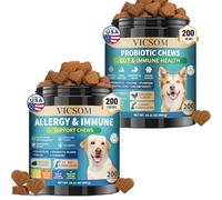 VICSOM Complete Digestive & Skin Support Bundle for Dogs - Probiotic Chews & Anti-Itch Chews for Dogs, Supports Gut Health, Skin Comfort, Allergy Relief, Chicken Flavor, 200 Chews Each