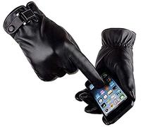 VICSPORT Men's Touchscreen Texting Leather Gloves Winter Warm Black Soft Gloves Cashmere Lining