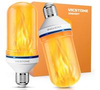 Vicstone Upgraded Flame Light Bulbs Christmas Decorations, 4-Mode LED Flickering Light Bulbs with Upside Down Effect, E26 Fire Light Bulb for Porch Party Patio Home Halloween Indoor Outdoor - 2 Pack