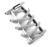 VICT POPU No Tie Shoe Laces Elastic Oval Half Round Athletic Shoelaces For Trainers Adults Kids Tieless Lock Shoelace Gray