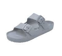 VICT POPU Womens Sandals Open Toe Adjustable Double Buckle Strap Waterproof EVA Footbed Arch Support Mules Slides Grey UK 5