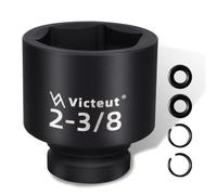 Victeut 1" Drive 2-3/8" Impact Socket, 6-Point, Heat Treated Cr-V Alloy Steel, One-Piece Forged, Surface Phosphating and Blackening Treatment, Anti-rust, Radius Corner Design, No Harm to Nut Corners