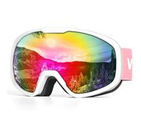 Victgoal Ski Goggles Men Women Snowboard Goggles Anti-Fog OTG Designed Goggles with UV Protection Spherical Lens for Winter Snow Sports Skiing Snowboarding (Pink lens/White frame)