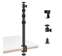 Victiv Camera Desk Mount, 14.5-41.3" Adjustable Aluminum Table Stand, C-stand Tabletop Light Stand with 1/4" Ball Heads for Smartphones/Camera/Webcam/Ring Light- Black