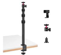 Victiv Webcam Desk Mount, 14.5"- 41.3" Aluminum Adjustable Table Stand, C-clamp Tabletop Light Stand with 1/4" Ball Head for Smartphone/Camera/Webcam/Ring Light- Red
