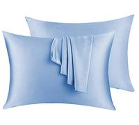 Victivic 100% Silk Pillow Cases 2 Pack, Mulberry Silk Pillowcase for Hair and Skin with Hidden Zipper, Soft Breathable Smooth Cooling Silk Pillowcase for Sleeping Women (Light Blue, Standard)
