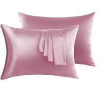 Victivic 100% Silk Pillow Cases 2 Pack, Mulberry Silk Pillowcase for Hair and Skin with Hidden Zipper, Soft Breathable Smooth Cooling Silk Pillowcase for Sleeping Women (Dirty Pink, Queen)